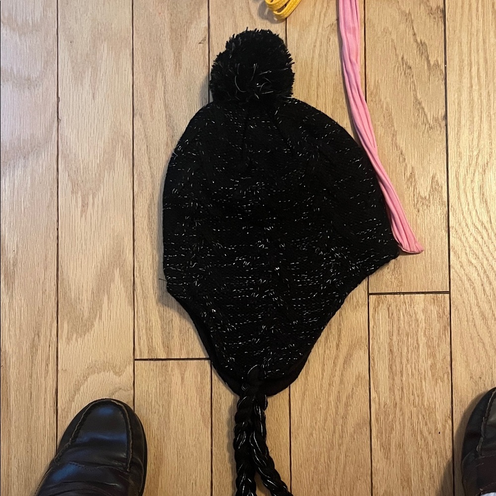 Black Knit Pom-Pom Kids Hat